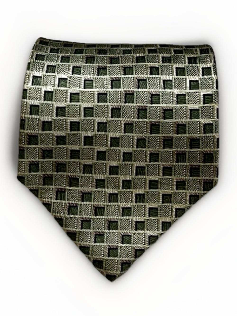 Pierre Cardin 100% Silk Luxury Designer Tie Green Pastel Geometric Retro Necktie